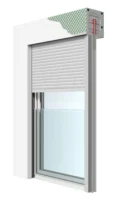 Detailansicht eines modernen Rollladenkastens mit Fenster